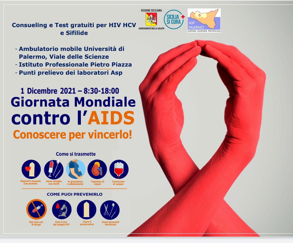 GIORNATA MONDIALE CONTRO L’AIDS: TEST GRATUITI PER HIV, EPATITE C E SIFILIDE UN CAMPER DELL’ASP DI PALERMO